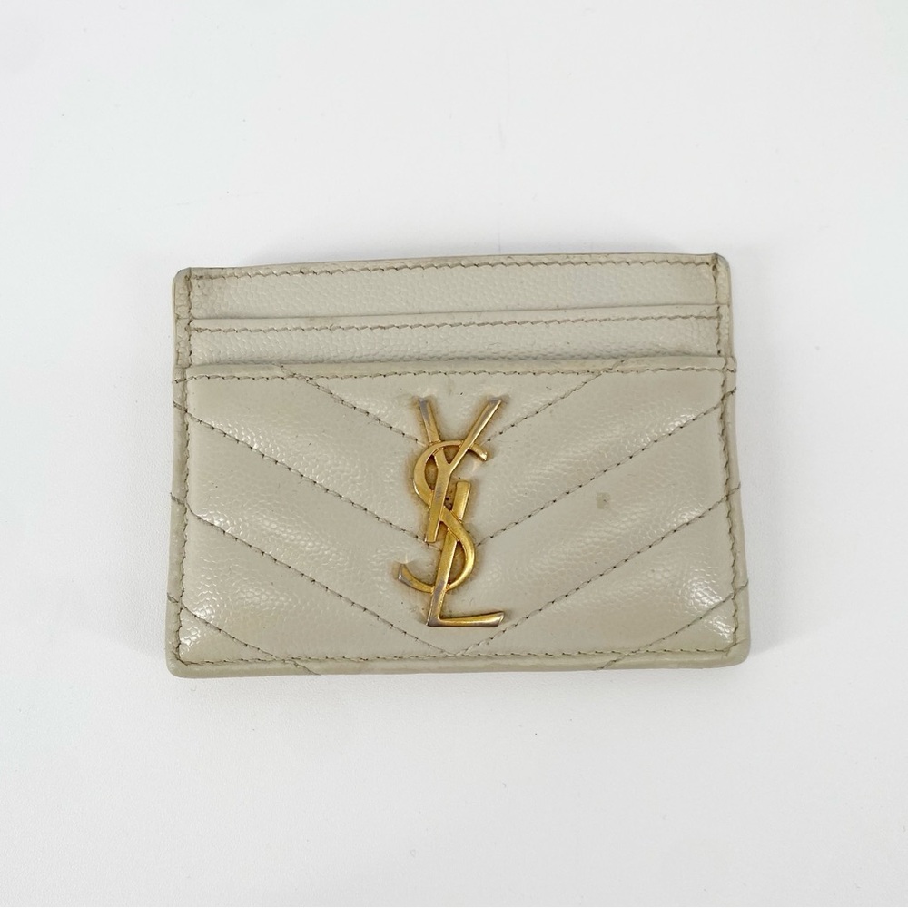 YSL Saint Laurent Cassandre Matelasse Card Case Holder Grain de Poudre Leather